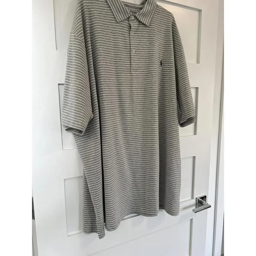 NWT Polo Ralph Lauren  STRIPE LOGO BIG&TALL Size 4XLT Polo Gray Shirt